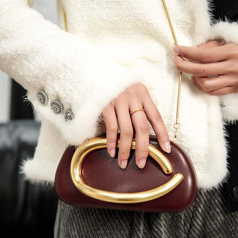 Evening Bag Mini Bag Vintage Metal Kipper Chain Crossbody Bag - laseze