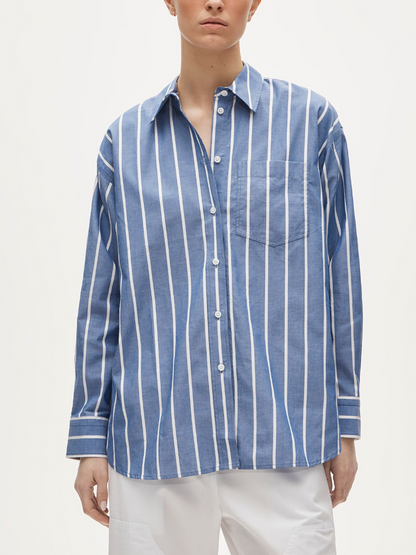 Coastal Breeze | Oversized Striped Button-Down Shirt