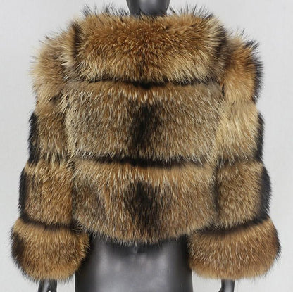 Fab Patchwork Short Fur Coat fashgoods
