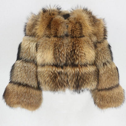 Fab Patchwork Short Fur Coat fashgoods