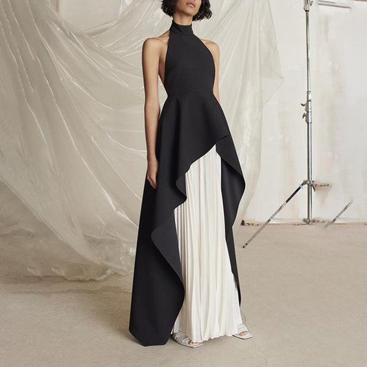 Fancy Dresses Black & White Aesthetics Ruffle Dress - laseze