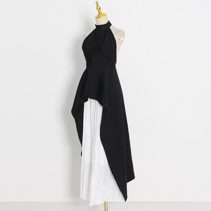 Fancy Dresses Black & White Aesthetics Ruffle Dress - laseze