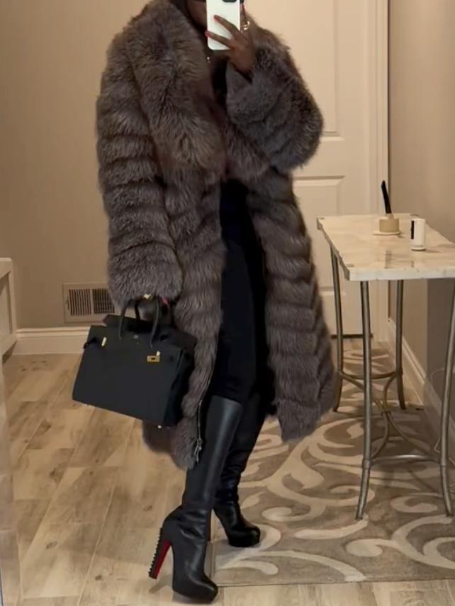 Fashion Faux Fox Fur Coat fashgoods