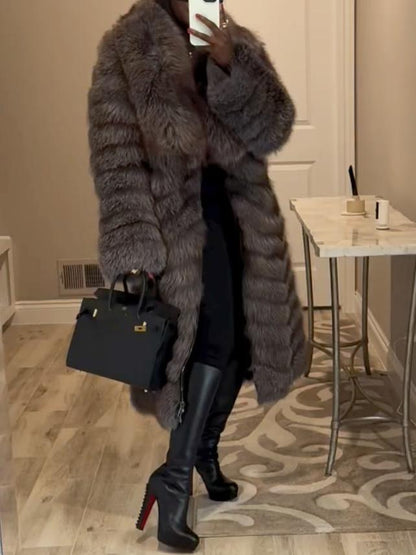 Fashion Faux Fox Fur Coat fashgoods