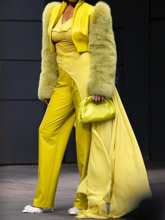 Fashion Faux Fur Patchwork Coat fashgoods