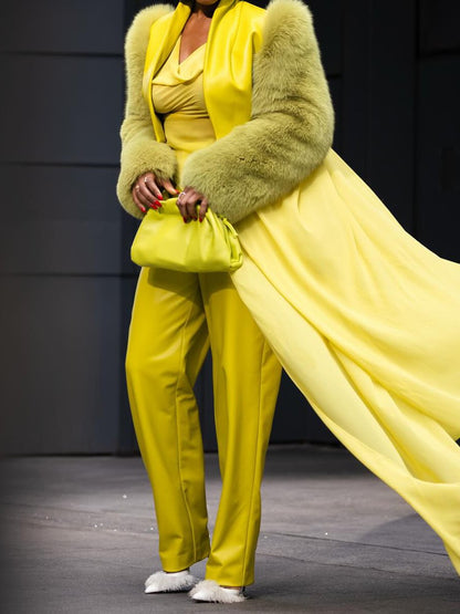 Fashion Faux Fur Patchwork Coat fashgoods