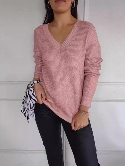 Fashion Knitted V-neck Shiny Sweater speciaic