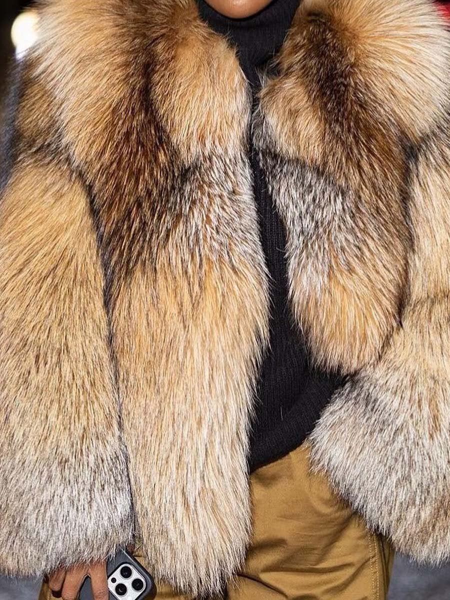 Fashion Long Sleeve Faux Fur Coat fashgoods