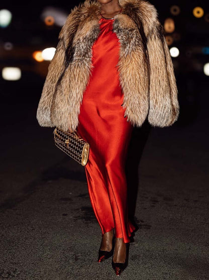 Fashion Long Sleeve Faux Fur Coat fashgoods