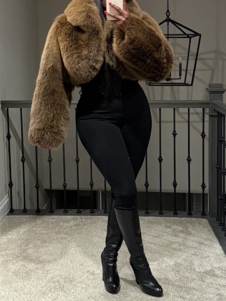 Faux Fox Fur Cropped Coat fashgoods