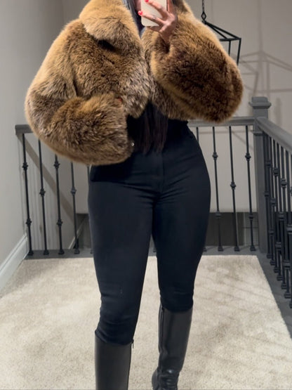 Faux Fox Fur Cropped Coat fashgoods