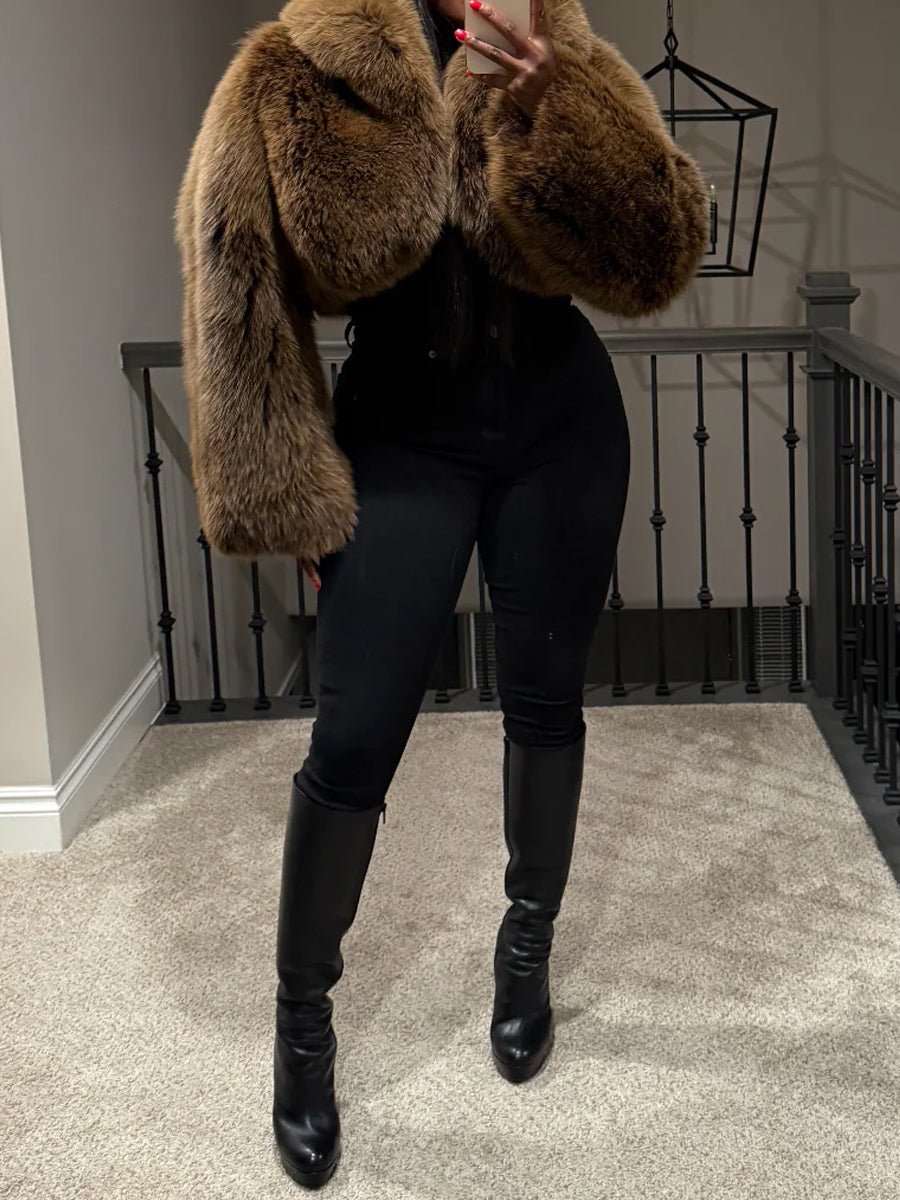 Faux Fox Fur Cropped Coat fashgoods