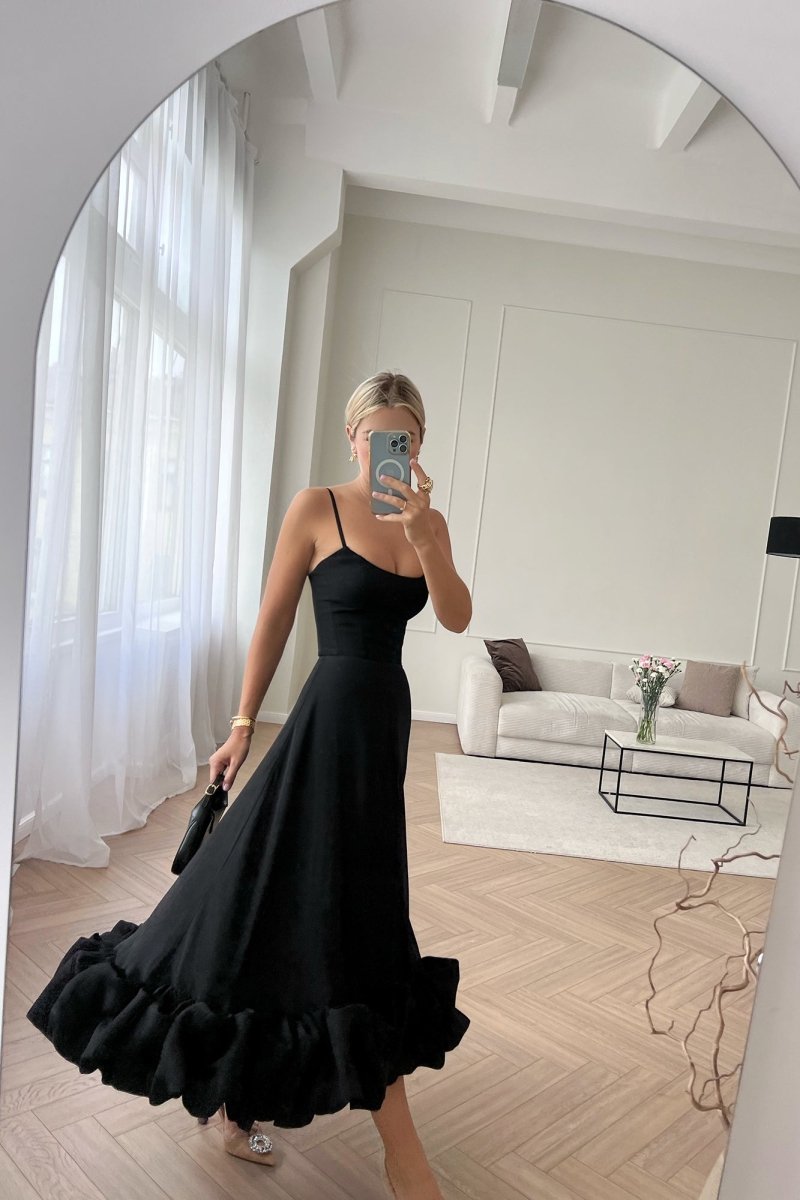 Flounce Bustier Midi Dress - laseze