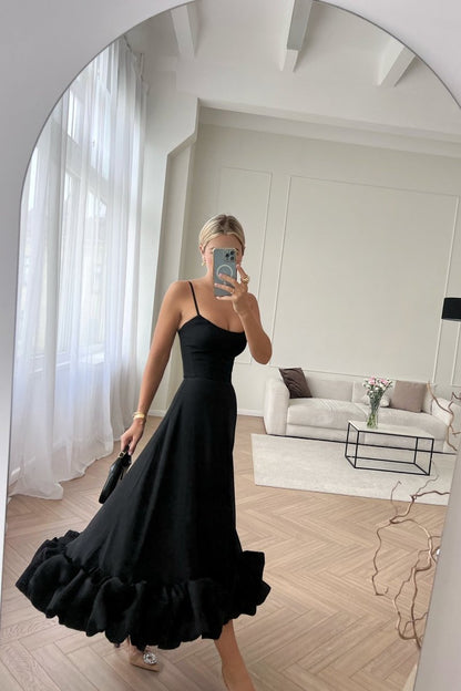 Flounce Bustier Midi Dress - laseze