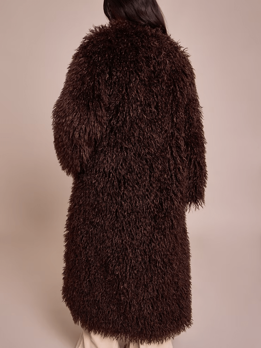 Fluffy Longline Faux Fur Coat laseze