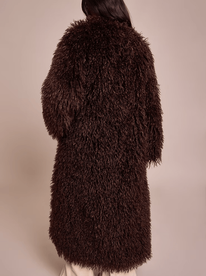 Fluffy Longline Faux Fur Coat laseze