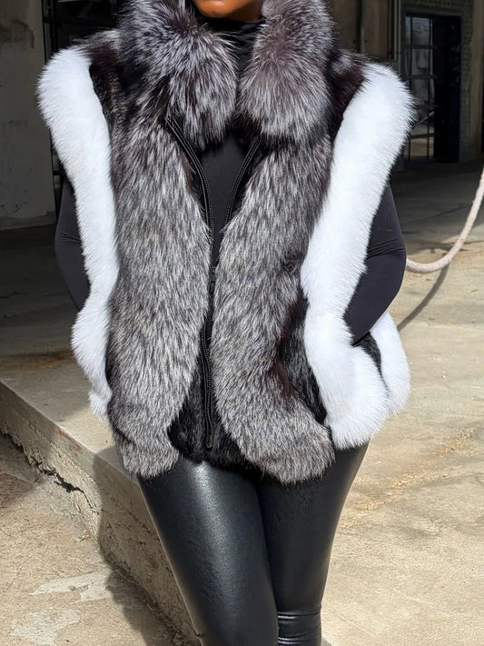 Fox Fur Coat Vest fashgoods
