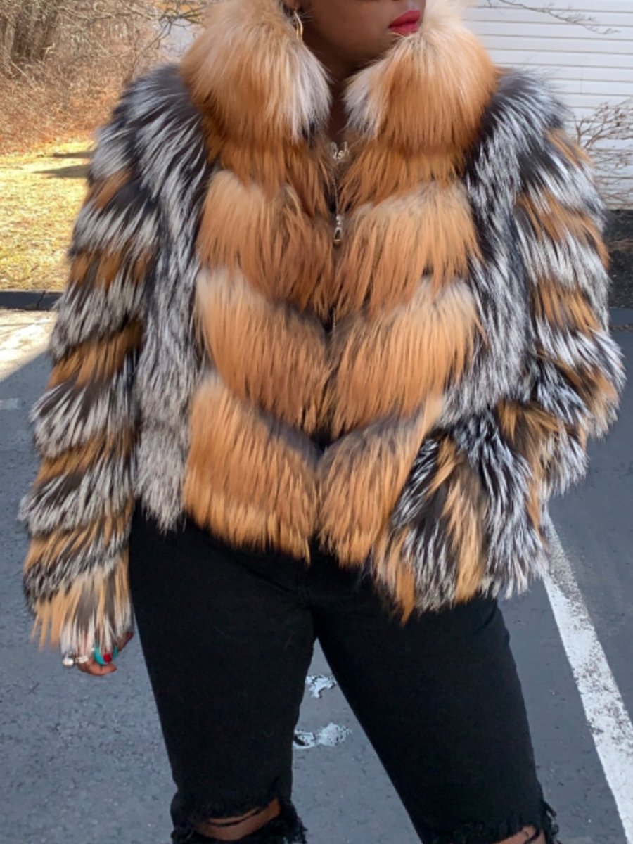 Fox Fur Patchwork Jacket fashgoods