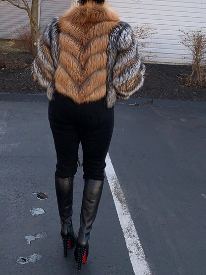 Fox Fur Patchwork Jacket fashgoods