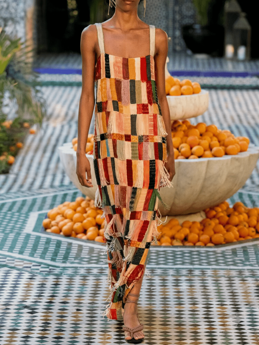 Fringed Embellished Silk Midi Dress - laseze