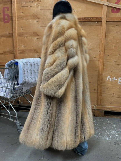 Full Length Fox Fur Coat fashgoods