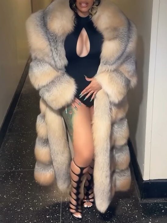 Golden Eco-friendly Fur Coat fashgoods