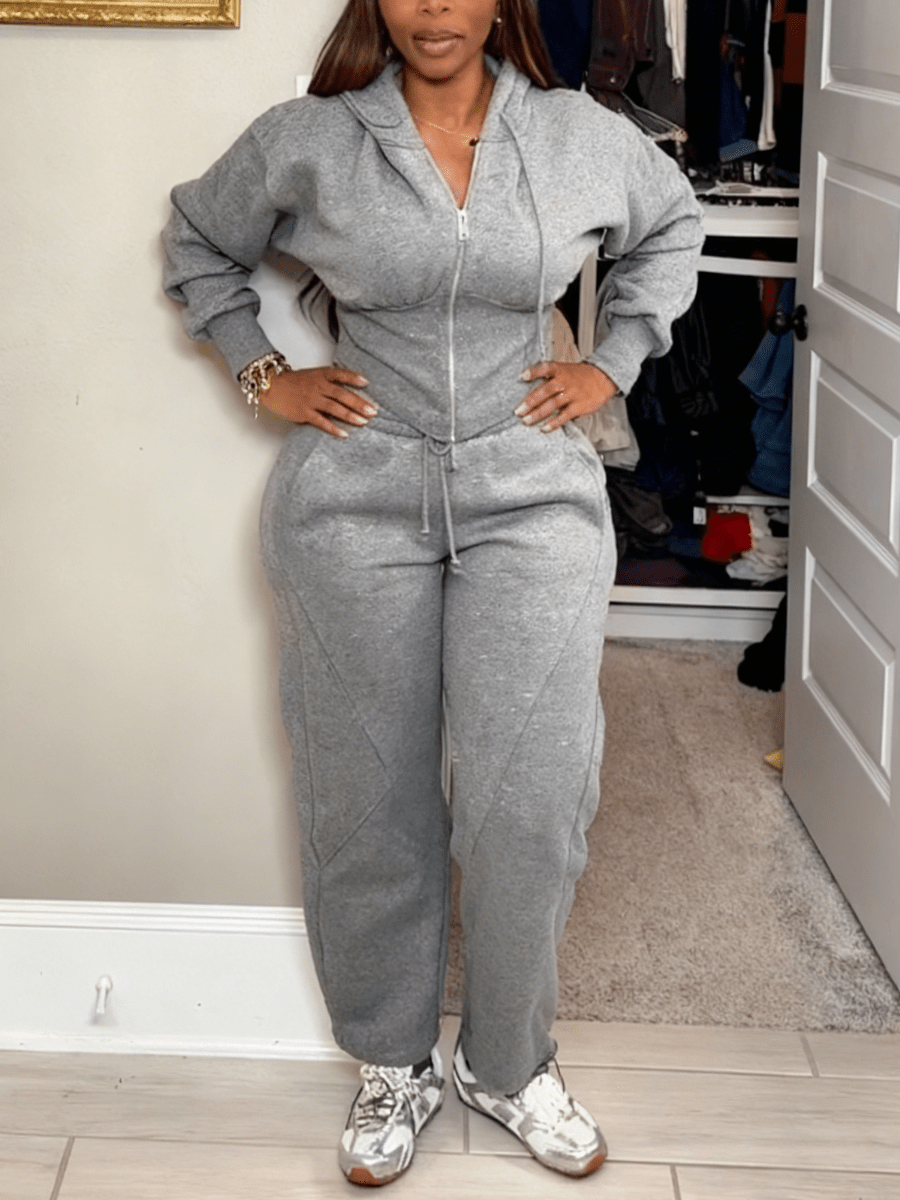 Gray Hoodie & Jogger Two - Piece Tracksuit - laseze
