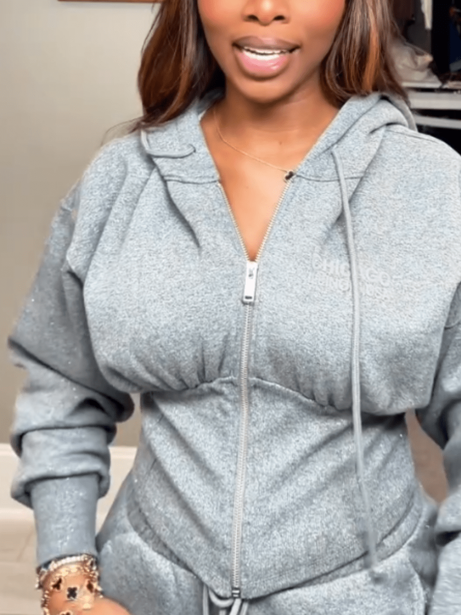 Gray Hoodie & Jogger Two - Piece Tracksuit - laseze