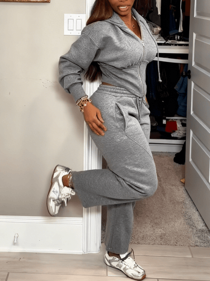 Gray Hoodie & Jogger Two - Piece Tracksuit - laseze