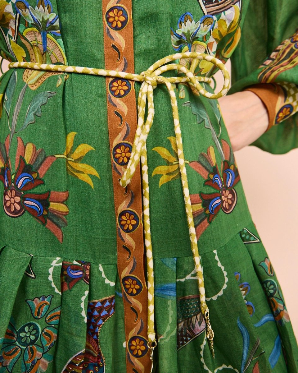 Green vintage peacock dress - laseze