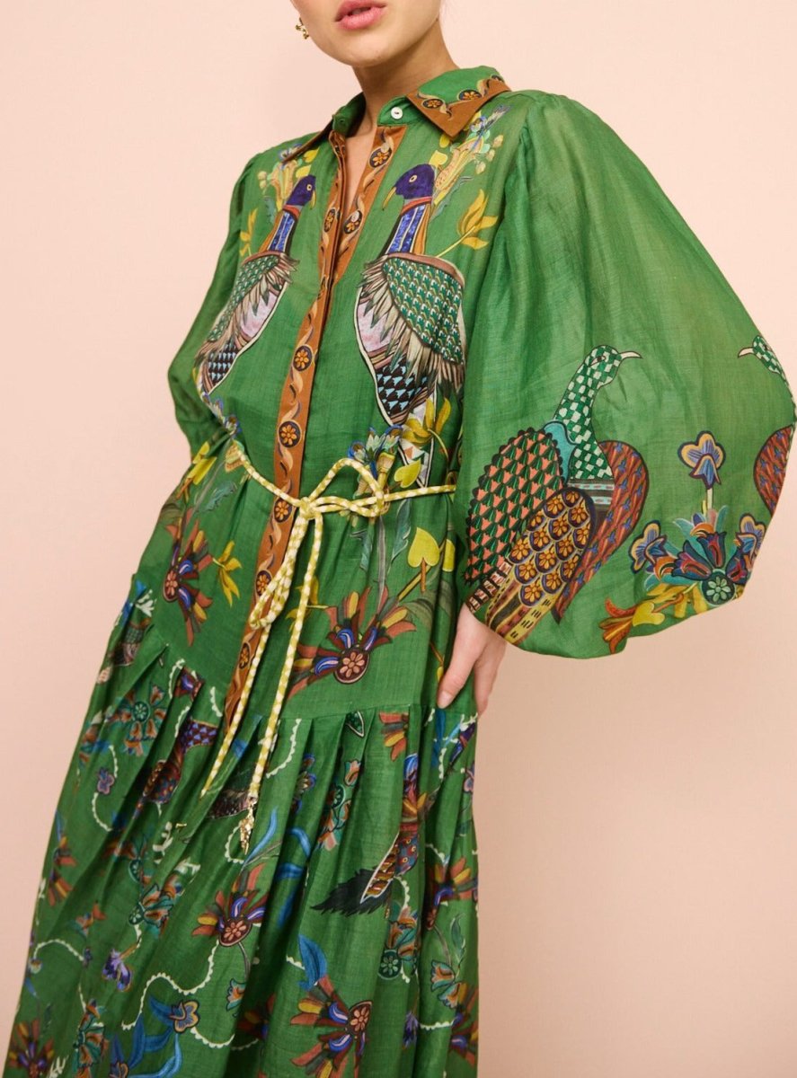 Green vintage peacock dress - laseze