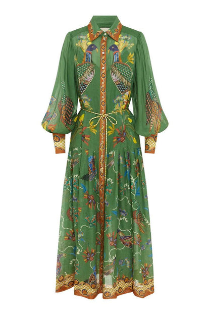 Green vintage peacock dress - laseze