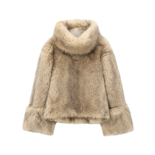 High Collar Gradient Faux Fur fashgoods