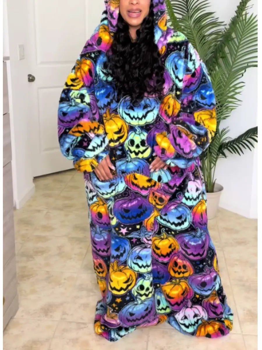 Hooded Plush Halloween Dress - laseze
