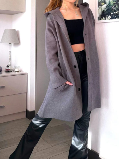 Hooded Pockets Knit Jacket - laseze