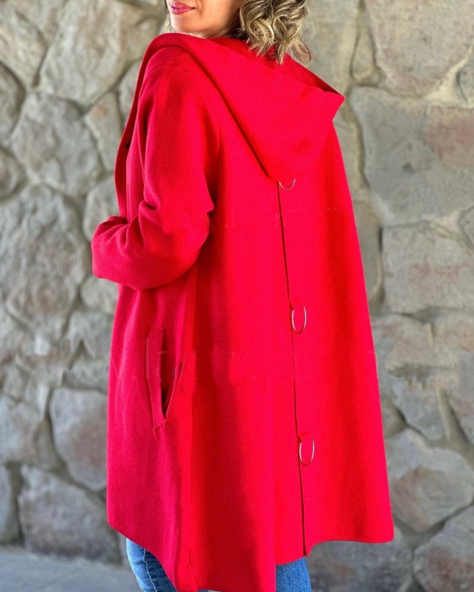 Hooded Pockets Knit Jacket - laseze