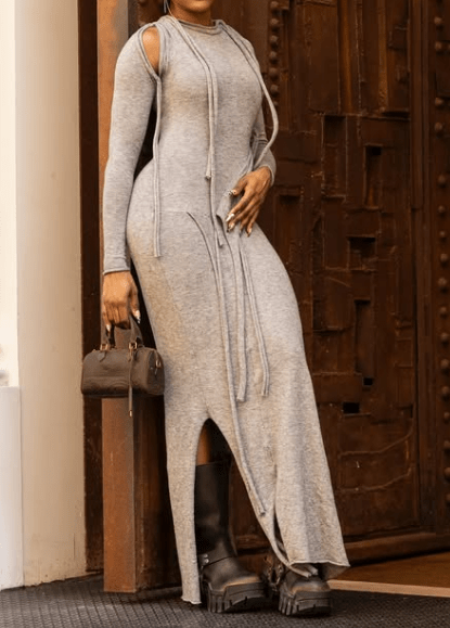 Irregular Knit Maxi Dress - laseze