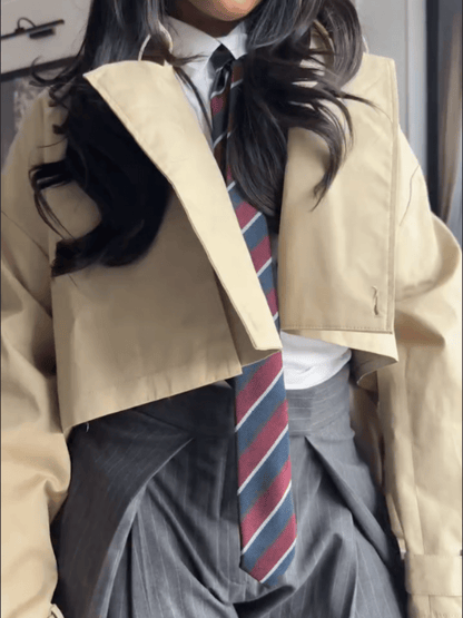 Khaki Double-Breasted Trench Coat laseze