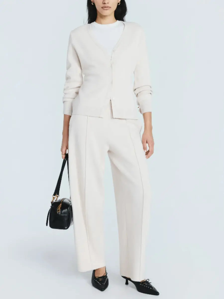 Knitted V-Neck Pants Set laseze