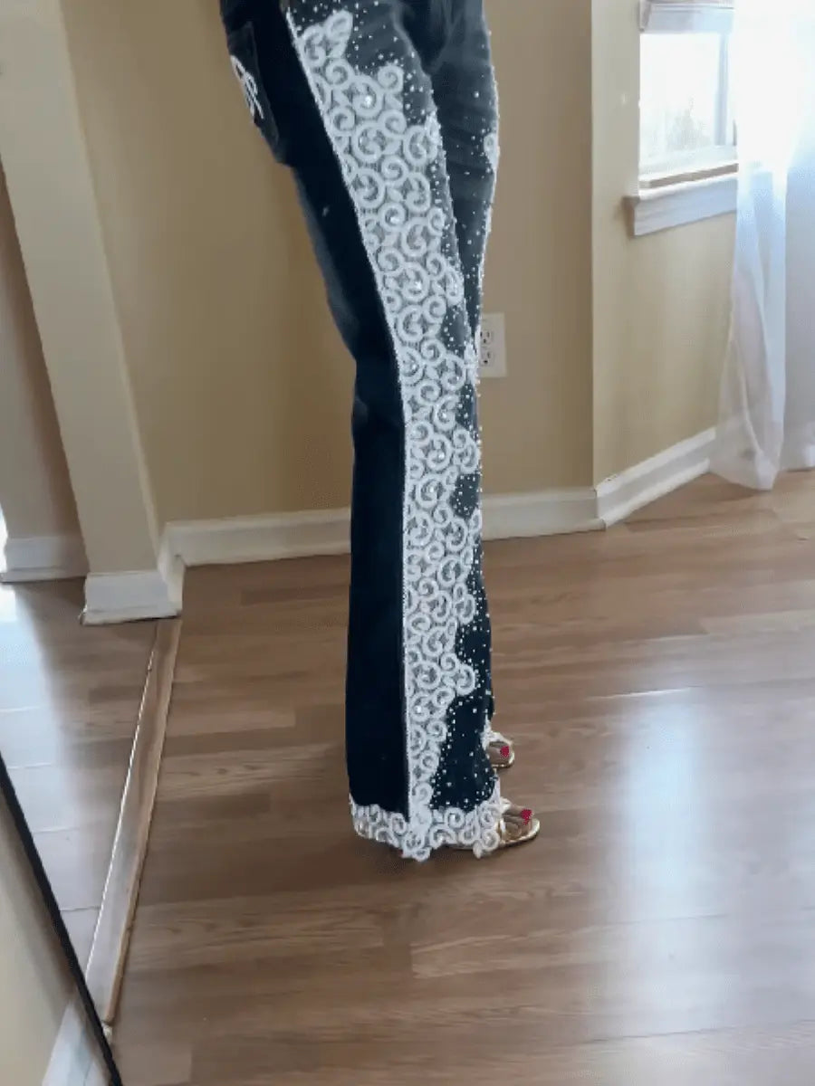 Lace Beaded Jeans - laseze