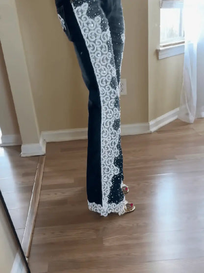 Lace Beaded Jeans - laseze