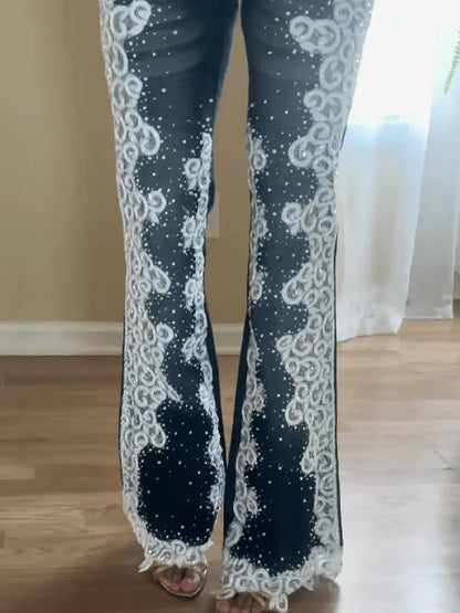 Lace Beaded Jeans - laseze