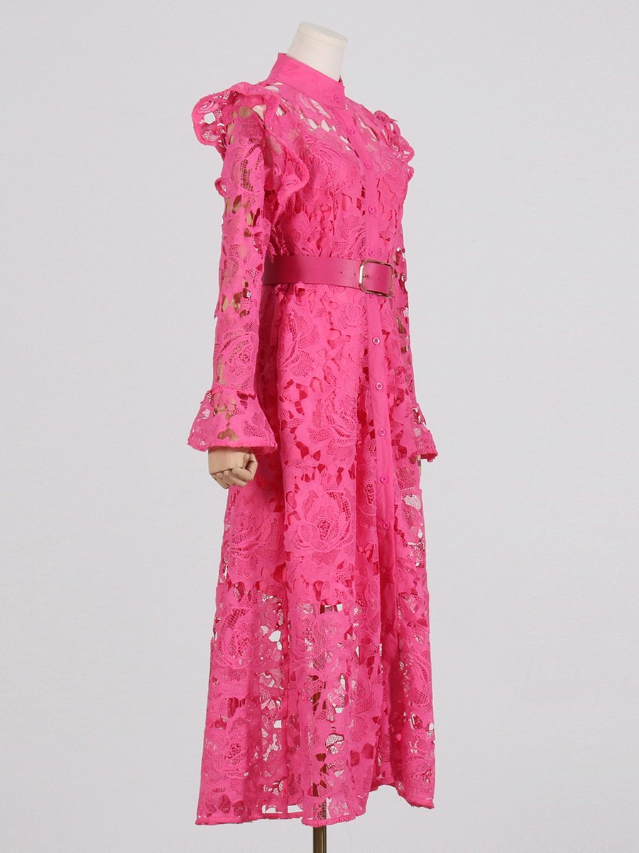 Lace Butterfly Sleeve Midi Dress - laseze