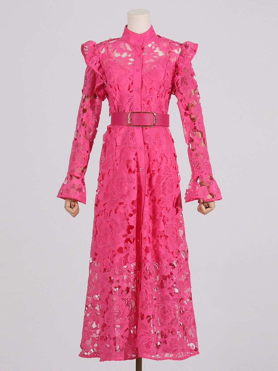 Lace Butterfly Sleeve Midi Dress - laseze