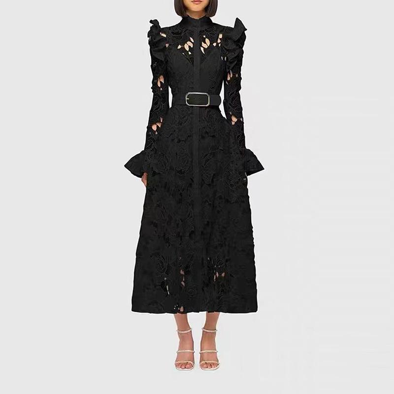 Lace Butterfly Sleeve Midi Dress - laseze