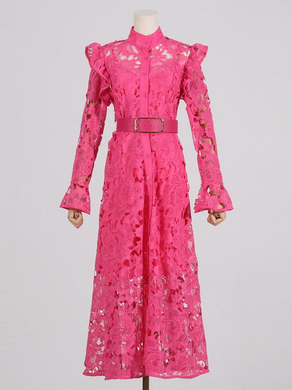 Lace Butterfly Sleeve Midi Dress - laseze