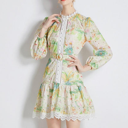 Lace Print Dress - laseze