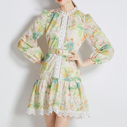 Lace Print Dress - laseze