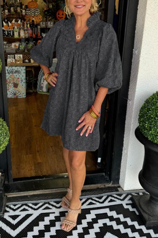 Lace V-neck Short Casual Dress speciaic