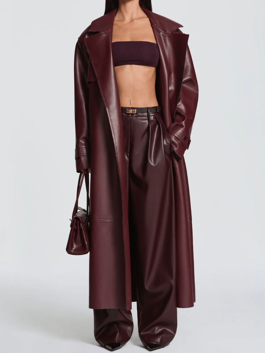 Leather Trench Coat laseze